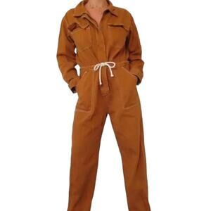 Abercrombie & Fitch Caramel Brown Utility Jumpsuit Long Sleeve Pant Romper